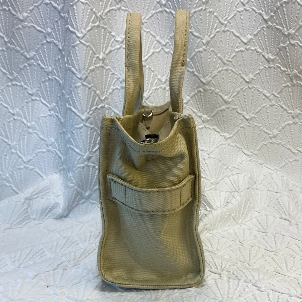 Marc Jacobs The Tote‎ Bag Cream Tan w/Black adjustable removable Crossbody Strap - Picture 5 of 16